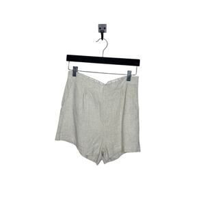 Altar'd State Linen Blend Cream Stretchy Waist Shorts Pockets Size Medium